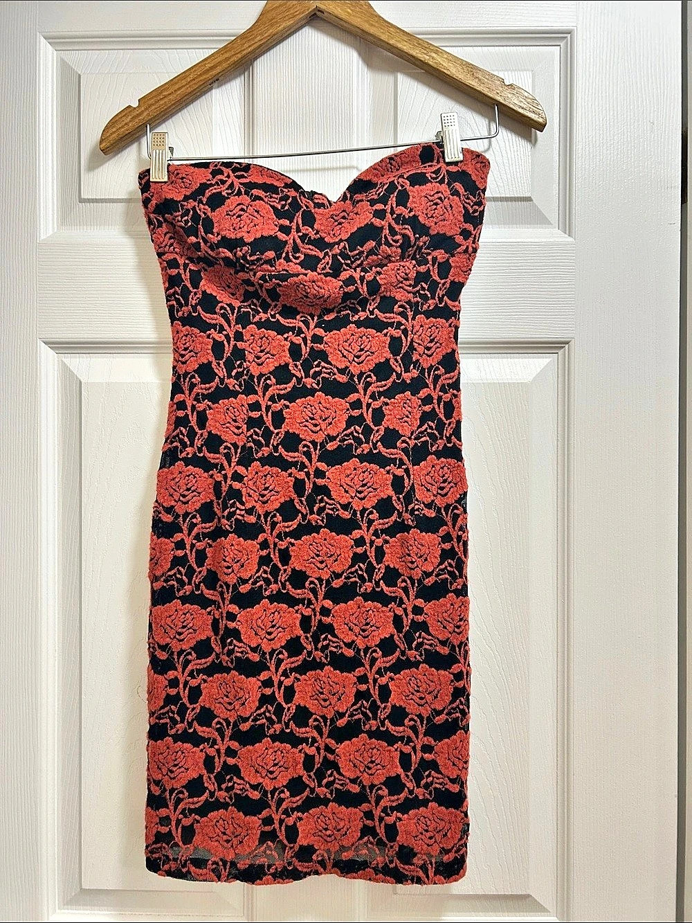 Floral Mini Dress in Black & Red Like New